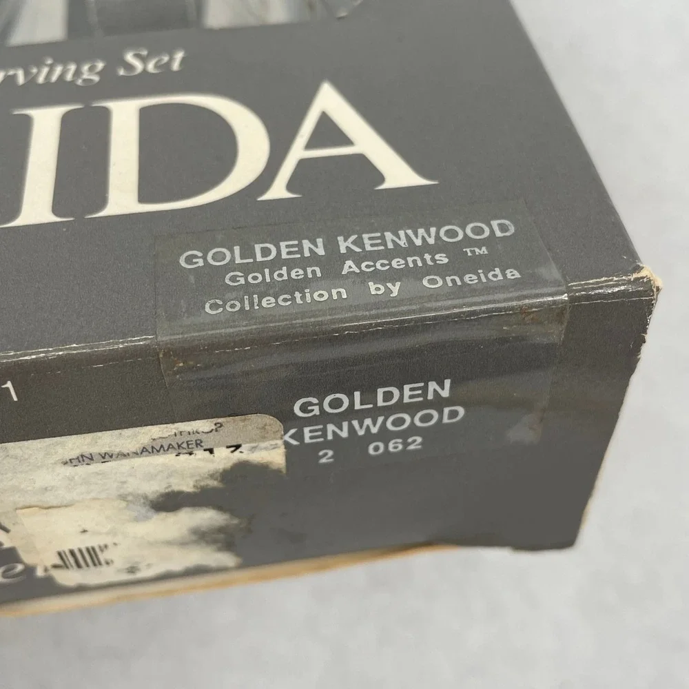 Oneida Golden Kenwood 3 Piece Serving Set Stainless Gold Accent Vintage 1987 USA